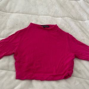 Pink crop top mock neck top